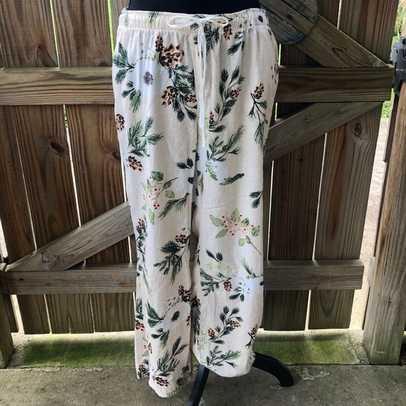 Cotton Pajama Set Long Sleeve Drawstring Pants Buffalo Plaid Bear & Pine Cones - Picture 5 of 8